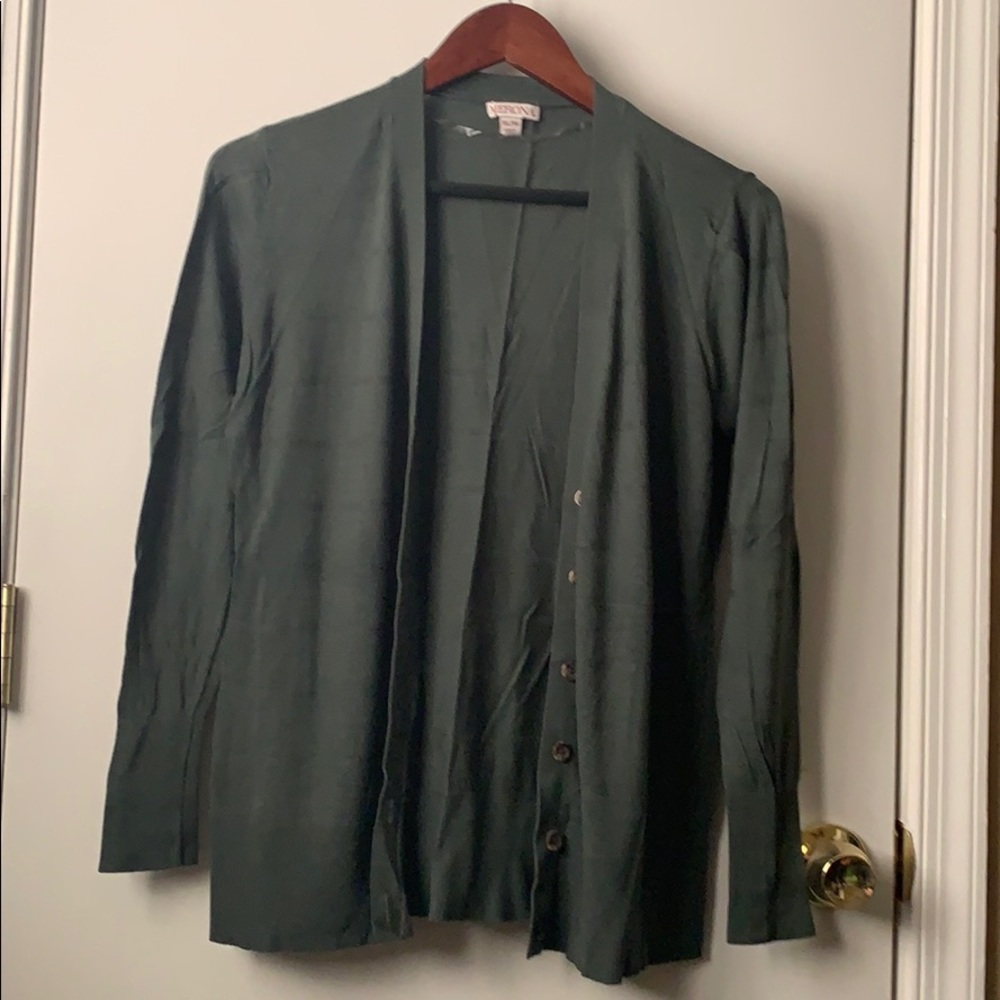 Green button up cardigan